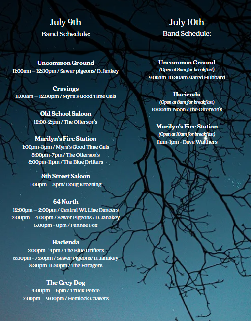 grass on the black band schedule for bluegrass festival in medford, WI